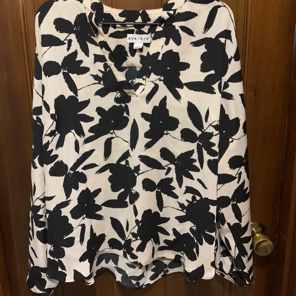 Black and Cream Floral Blouse